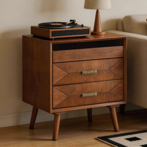24" Nightstand with Charging Station, Keep Your Phone Charged & Bedroom Organized, Wood Bedside Table with 2 Drawers, Open Shelf & USB/Type-C Ports for Bedroom Living Room