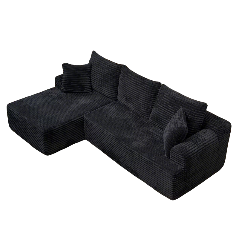 New 96"Frameless Boneless Soft Sofa,Cloud Sectional Couch With L-Shaped Chaise Black Left Corner - Image 3